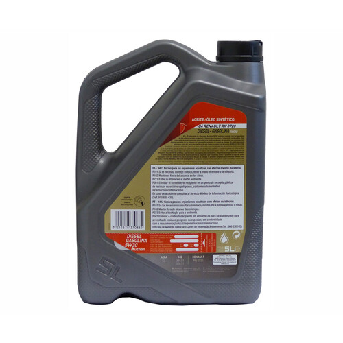 Aceite sintético para vehículos con motores de gasolina o diésel PRODUCTO ALCAMPO C4 RENAULT, 5 litros.