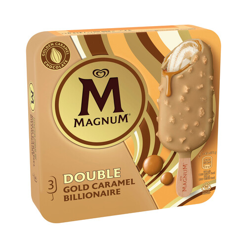 MAGNUM Bombón helado sabor galleta y nueces de pecán son salsa de caramelo salado 3 x 88 ml.