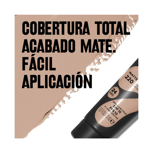 REVLON Colorstay full cover tono 220 Natural beige Base de maquillaje de textura ligera, cobertura 100% mate 30 ml.