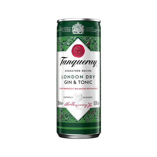 TANQUERAY Combinado (Gin & tonic) ginebra tipo London dry gin + tónica lata 25 cl.