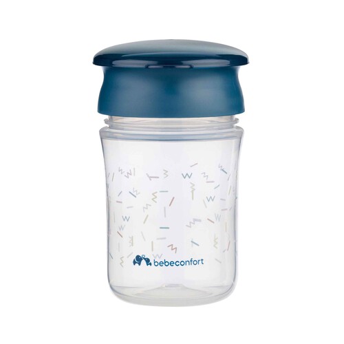 BEBECONFORT Vaso antivuelco 360º, de 280ml., color azul.