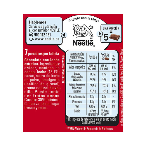 NESTLÉ Extrafino Chocolate con leche 150 g.