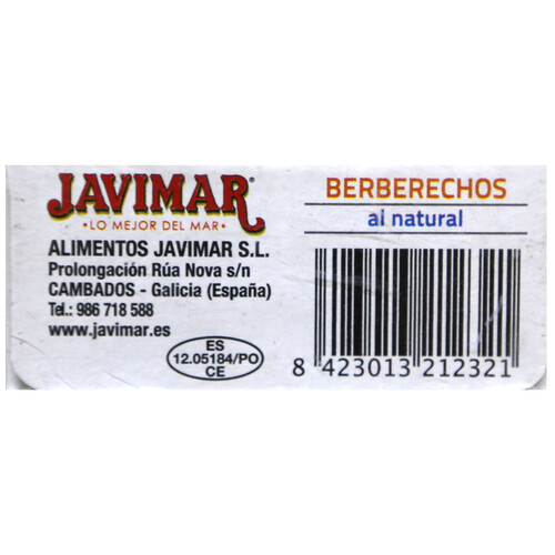 JAVIMAR Berberechos al natural 35/45 63 g.