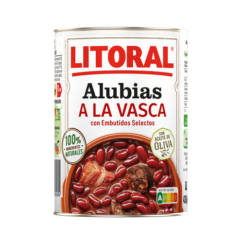 LITORAL Alubias a la Vasca con embutido selecto LITORAL lata de 430 g.