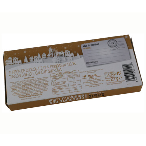 PRODUCTO ALCAMPO Turrón de chocolate con guindas al licor 200 g.