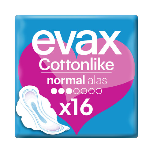 EVAX Compresas normal plus con alas EVAX Cottonlike 16 uds.