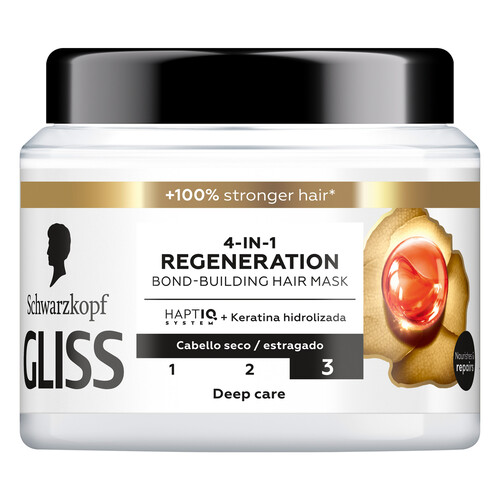 GLISS Regeneration de Schwarzkopf Mascarilla capilar cuidado intensivo, para cabellos secos 400 ml.