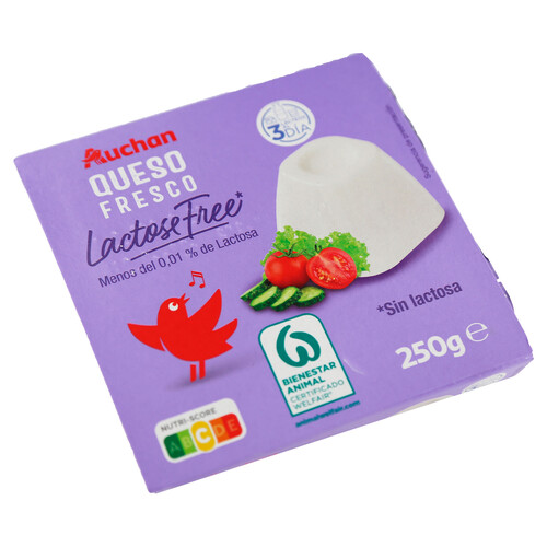 AUCHAN Queso fresco sin lactosa 4 uds. x 62,5 g. Producto Alcampo