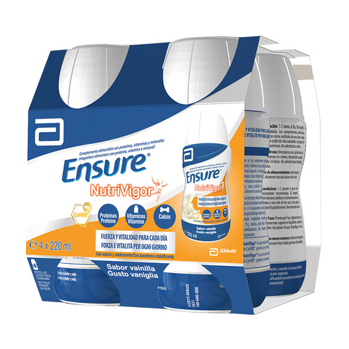 ENSURE Nutrivigor Complemento nutricional para adultos, listo para beber con sabor a vainilla 4 x 220 ml.