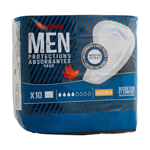 PRODUCTO ALCAMPO Compresa de incontiencia para hombre, ultra absorbentes, nivel 2 10 uds.