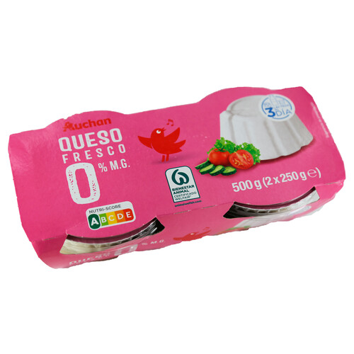 AUCHAN Queso fresco 0 % materia grasa pack de 2 x 250 g. Producto Alcampo