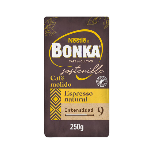 BONKA Café molido natural, espresso y cremoso 250 g.