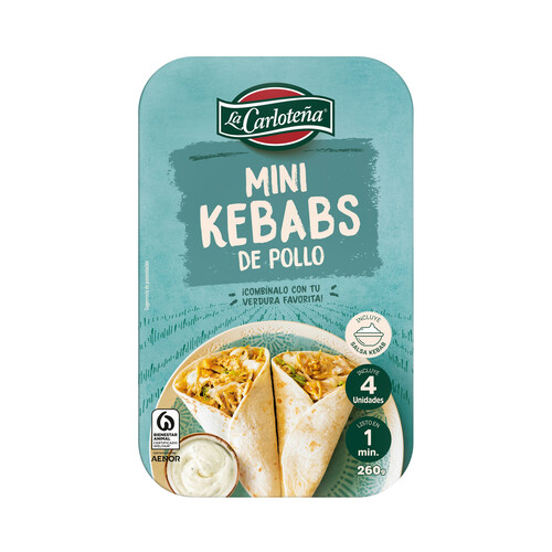 LA CARLOTELA Mini kebabs de pollo, listos para calentar y comer 260 g.