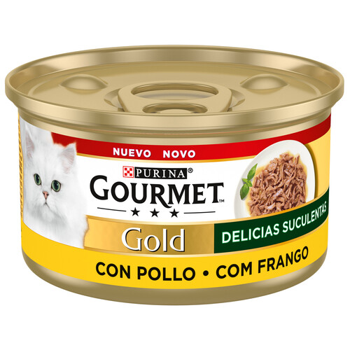 PURINA Gourmet gold delicias suculentas Alimento húmedo para gatos con pollo tarrina de 85 g.