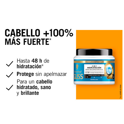 GLISS Aqua revive de Schwarzkopf Mascarilla capilar para una sensación de hidratación profunda 400 ml.