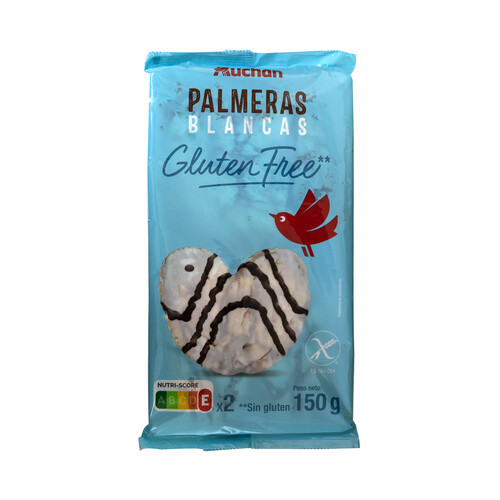 PRODUCTO ALCAMPO Palmeras de chocolate blanco elaboradas sin gluten 2 uds, 150 g.