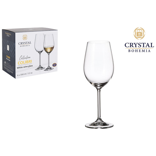 Copa de vino fabricada en Cristal de Bohemia, 0,35 litros, serie Colibri CRYSTAL BOHEMIA.