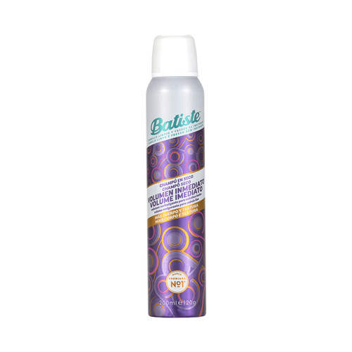 BATISTE Champú en seco en spray con efecto voluminizador y revitalizante, ideal para cabellos finos 200 ml.