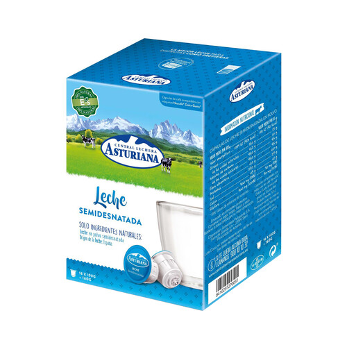 LA ASTURIANA Leche en polvo semidesnatada en monodosis LA ASTURIANA 16 uds. 160 g.