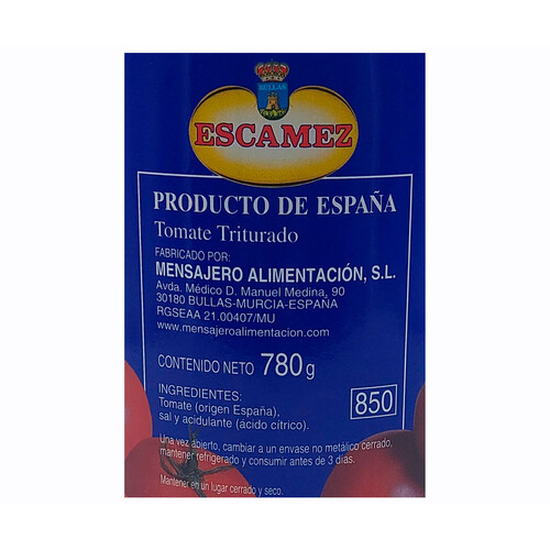 ESCAMEZ Tomate triturado 780 g.