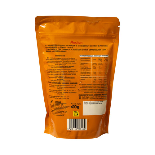 PRODUCTO ALCAMPO Whey protein sabor chocolate, con Digezyme y bajo contenido en azúcares 400 g.