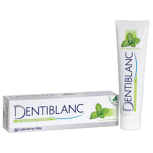 DENTIBLANC Pasta de dientes blanqueadora con intenso sabor a menta DENTIBLANC Extrafresh 100 ml.