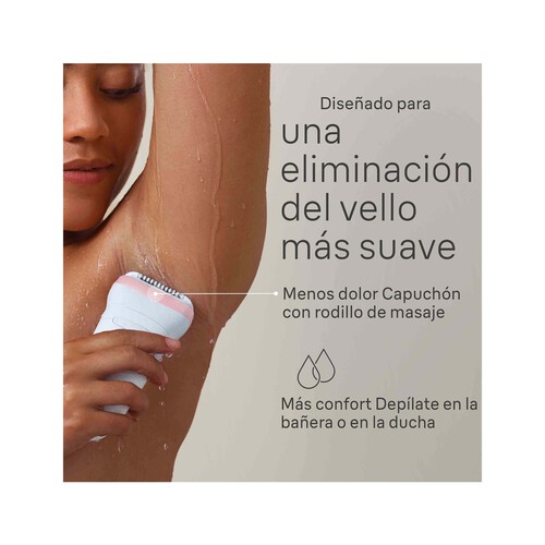 Depiladora eléctrica inalámbrica BRAUN Silk-épil 7-000, cabezal ancho, tecnología MicroGrip, resistente al agua.