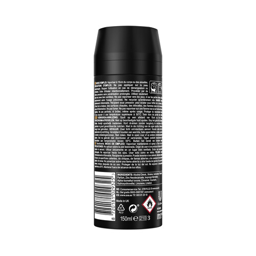 AXE Leather & cookies Desodorante en spray para hombre con protección antitranspirante hasta 48 horas 150 ml.