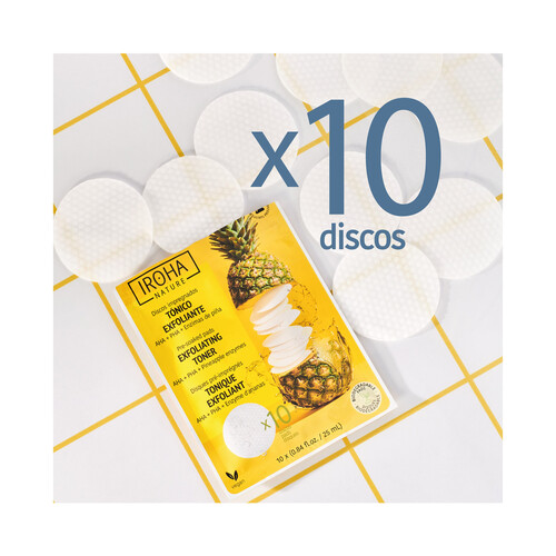 IROHA NATURE Discos tonificantes, exfoliantes e iluminadores 10 uds.