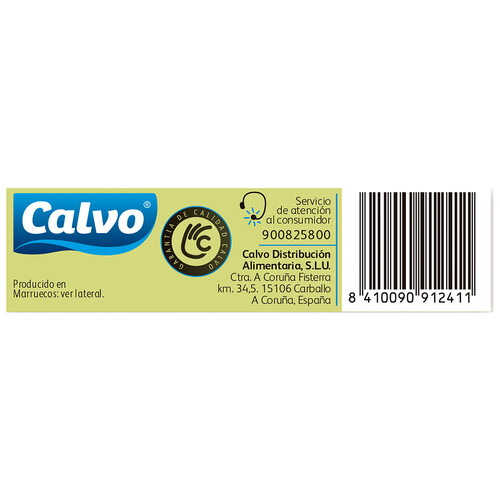 CALVO Caballa filetes en aceite de oliva, bajo en sal 120 g.