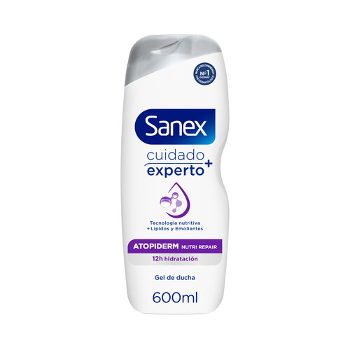 SANEX Cuidado experto+ Gel nutritivo para ducha o baño, para pieles reactivas con tendencia atópica 600 ml.