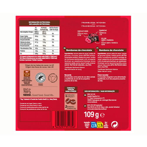 NESTLÉ Bombones caja roja creation frambuesa 109 gr.