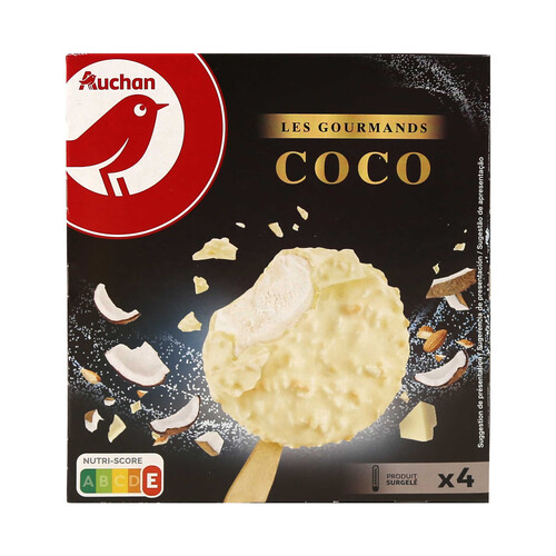 AUCHAN Mini bombones de coco, con coco rallado y cobertura de chocolate blanco Les gourmands 4 x 70 ml. Producto Alcampo