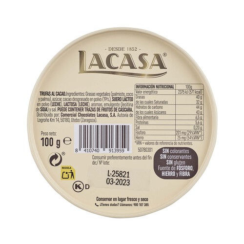 LACASA Trufas de chocolate LACASA Mr Wonderful lata de 100 g.