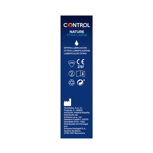 CONTROL Preservativos lubricados de tamaño XL con una perfecta adaptabilidad CONTROL Nature Xtra large 12 uds.
