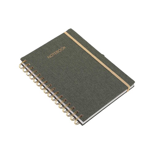 Cuaderno A5 80G 100H Horizontal/Cuadro C/Espiral Tapa Tela FSC PRODUCTO ALCAMPO