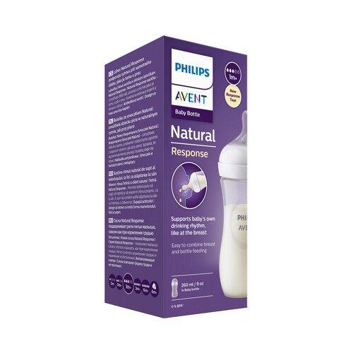 AVENT Natural response de Philips Biberón de 260 ml. con tetina flujo 3, para más de 1 mes.