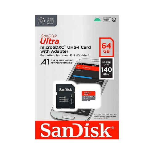 Tarjeta de memoria SANDISK ULTRA SDSQUAB MicroSDXC 64GB.