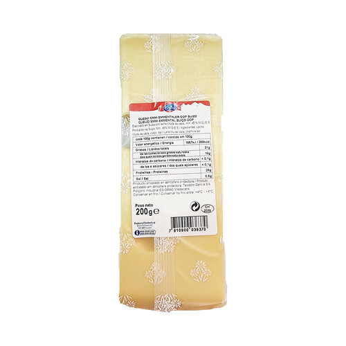 EMMI Queso aop suizo emmentaler 200 g.