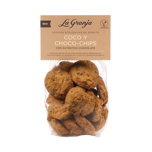 LA GRANJA Bio Galletas cookies ecológicas de espelta, coco y choco-chips 200 g.