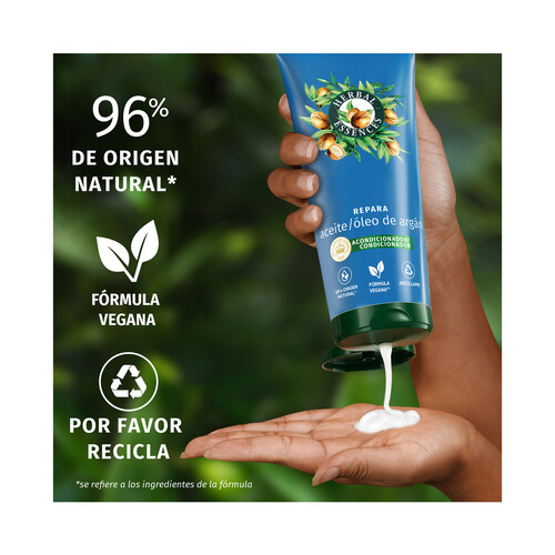 HERBAL ESSENCES Acondicionador reparador con aceite de argán, para cabellos dañados 250 ml.