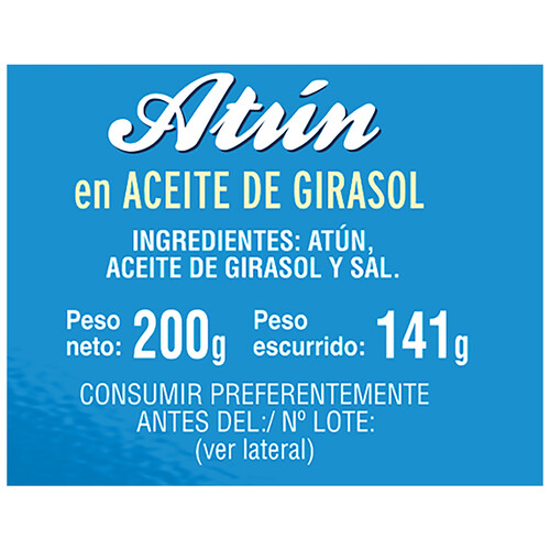 NACHO Atún en aceite de girasol en conserva 141 g. 