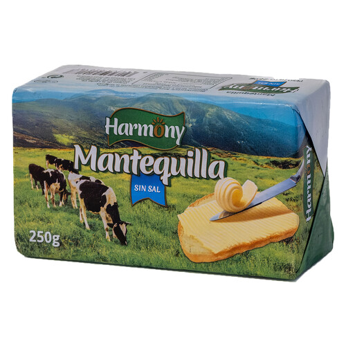 HARMONY Pastilla de mantequilla sin sal 250 g.