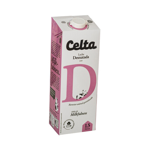 CELTA Leche desnatada de vaca con bienestar animal garantizado 1.5 l.