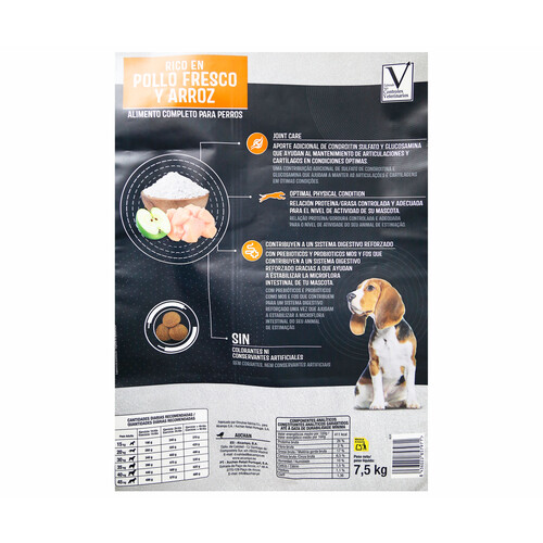 PRODUCTO ALCAMPO Pienso premium para perros a base de pollo y arroz AUCHAN EXPERT saco de 7,5 kg.