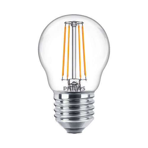 Bombilla Led E27, 4,3W=40W, luz cálida 2700K, 470lm, PHILIPS.