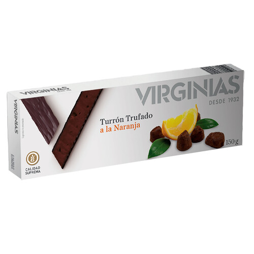 VIRGINIAS Turrón trufado de chocolate negro a la naranja 150 g.