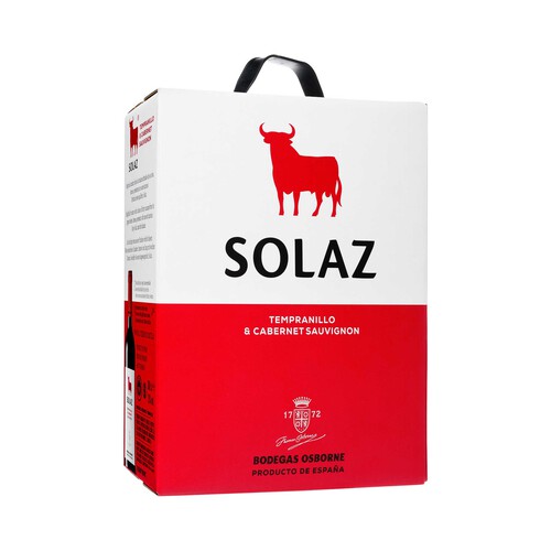 SOLAZ Vino tinto con IGP Vino de la Tierra de Castilla Bag in box de 3 l.