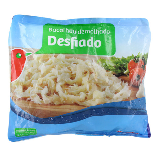 AUCHAN Bacalao congelado, desalado y desmigado 500 g. Producto Alcampo