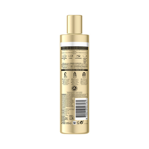 PANTENE Pro-v Rizos definidos Champú con aceite de ricino, para rizos rebeldes o encrespados 250 ml.